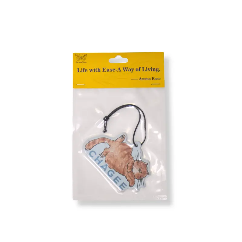 Single-pack jasmine scented cat-shaped air freshener given away by beverage shop