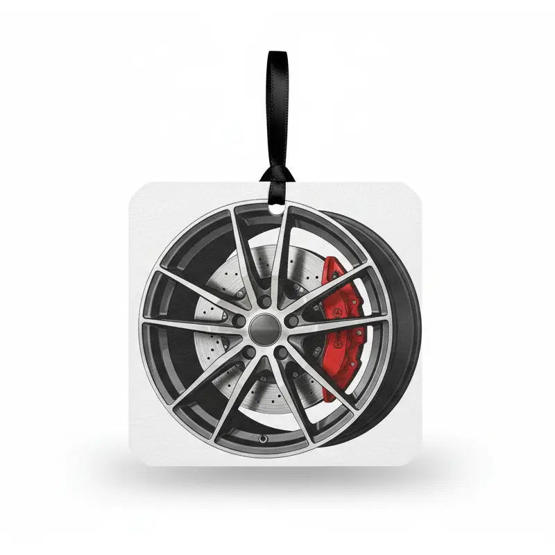 Brake disc and wheel themed car paper air freshener