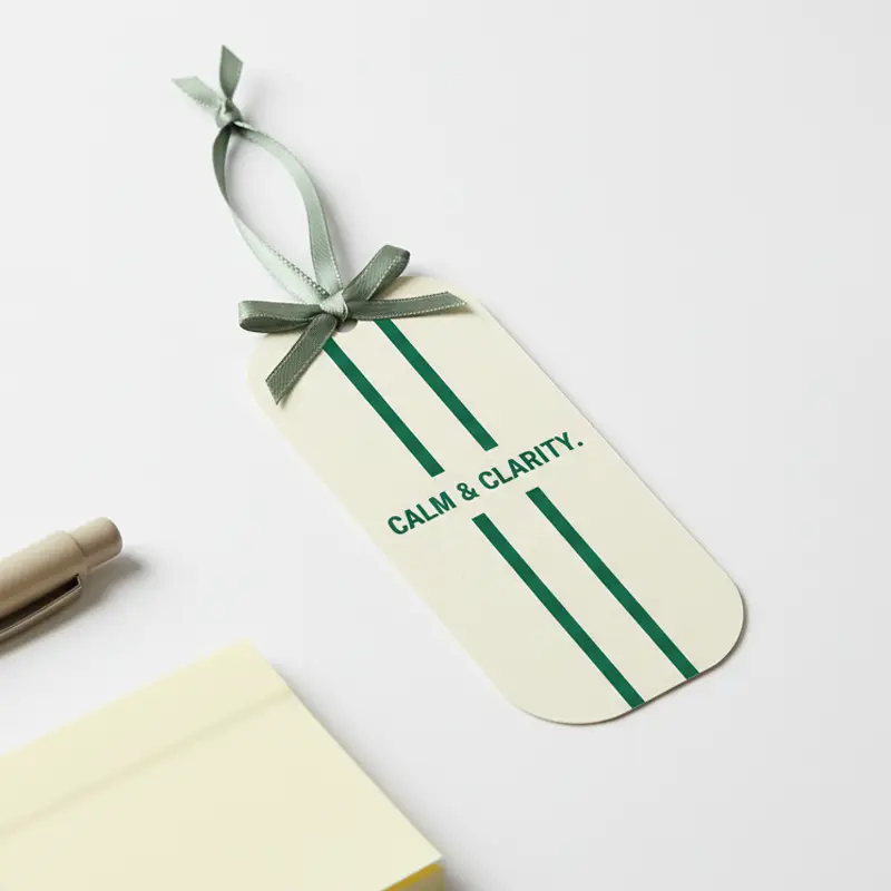 Calm & Clarity minimalist office paper air freshener with green stripes