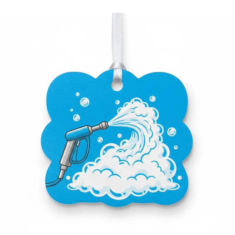 Car wash foam themed promotional paper air freshener