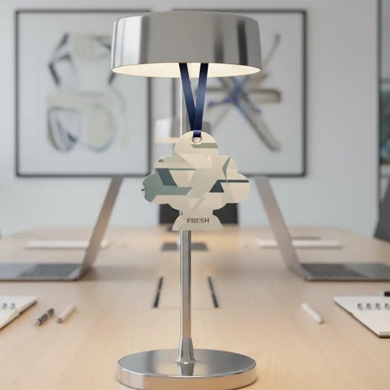 Cloud-shaped office paper air freshener in conference room