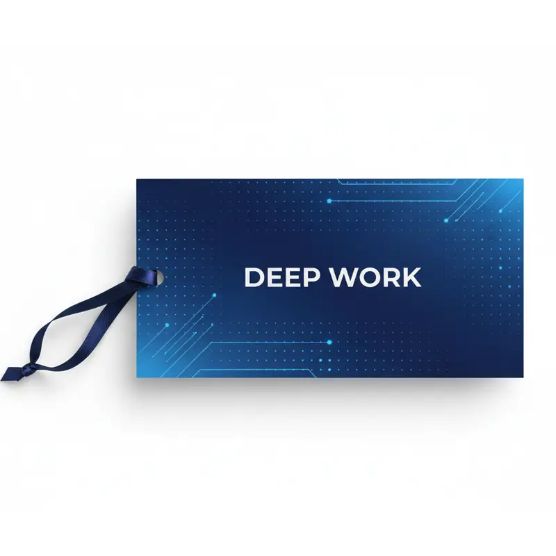 Deep Work tech-blue flat paper air freshener with digital pattern