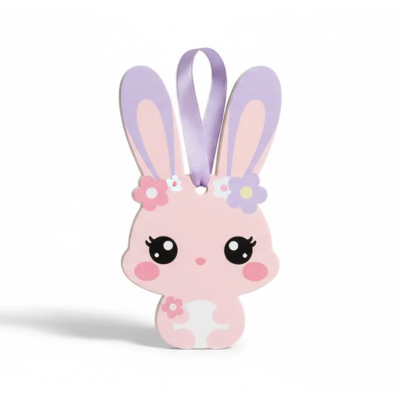 Pink kawaii rabbit air freshener with floral headband