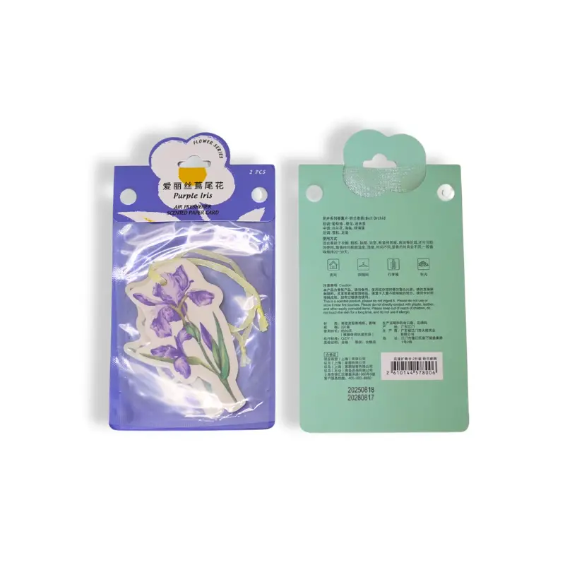 Purple Iris floral paper air freshener for car and home