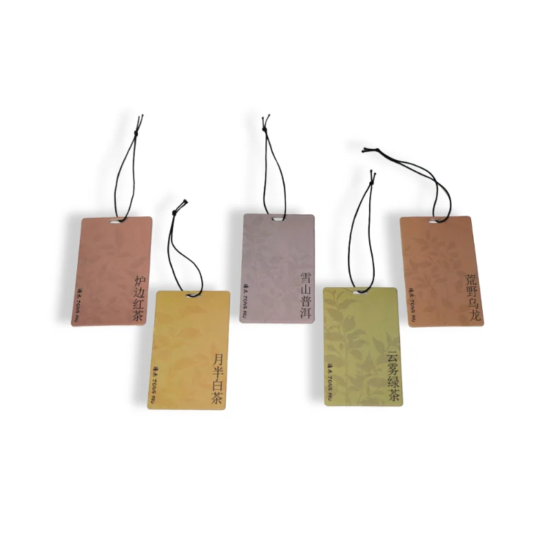 Assorted tea-scented car air fresheners set – red tea, white tea, puer, green tea, and oolong fragrance cards