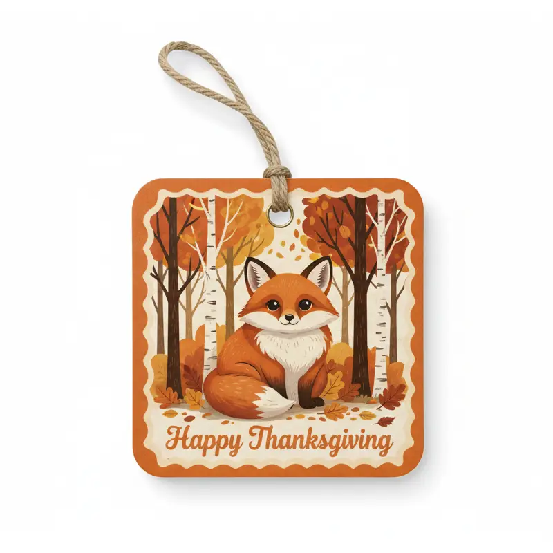 Cute fox forest Thanksgiving air freshener with autumn design