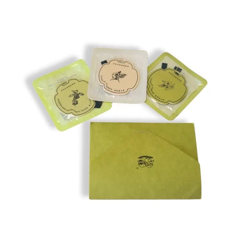 Vacuum packed air fresheners in three fragrances