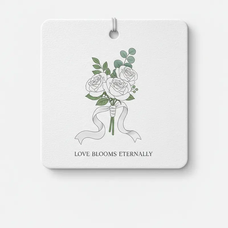 Elegant floral bouquet wedding paper air freshener with white roses