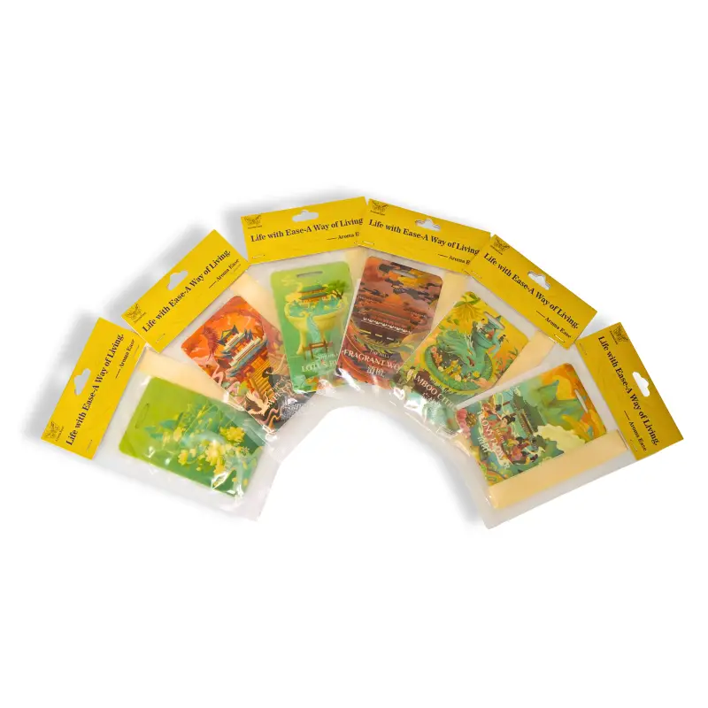 White tea hanging paper air freshener with oriental art design