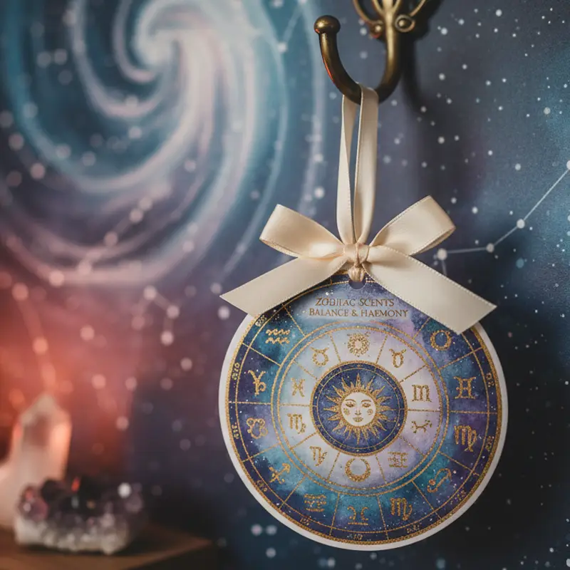 Aries zodiac round paper air freshener with golden bow