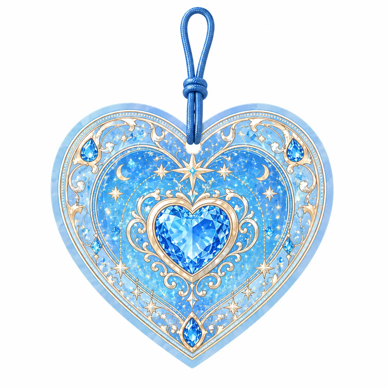 blue crystal heart hanging air freshener