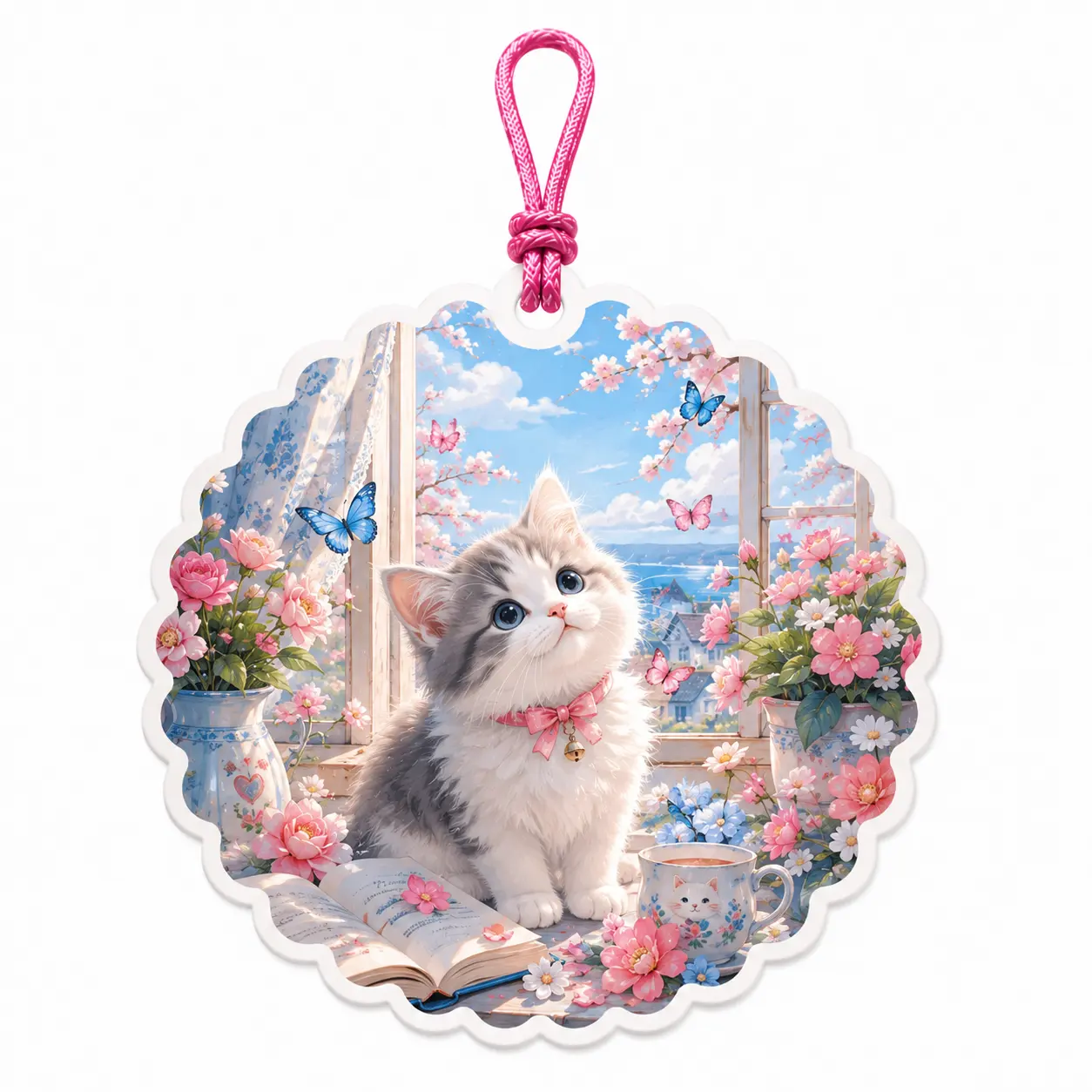 cute kitten hanging air freshener